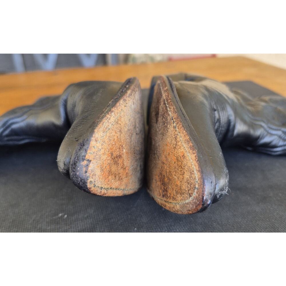 Vintage Tony Lama Black Leather Western Cowgirl Boots Size 6.5 Made in Mexico - Picture 10 of 13